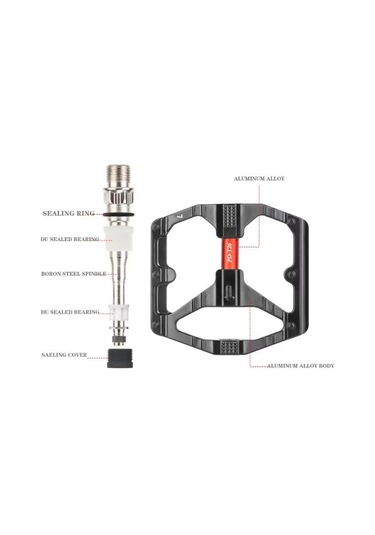 Promend T26 Çift Kovanlı Alüminyum Geniş Platform Du Peilin Rulman Bisiklet Pedalı Siyah