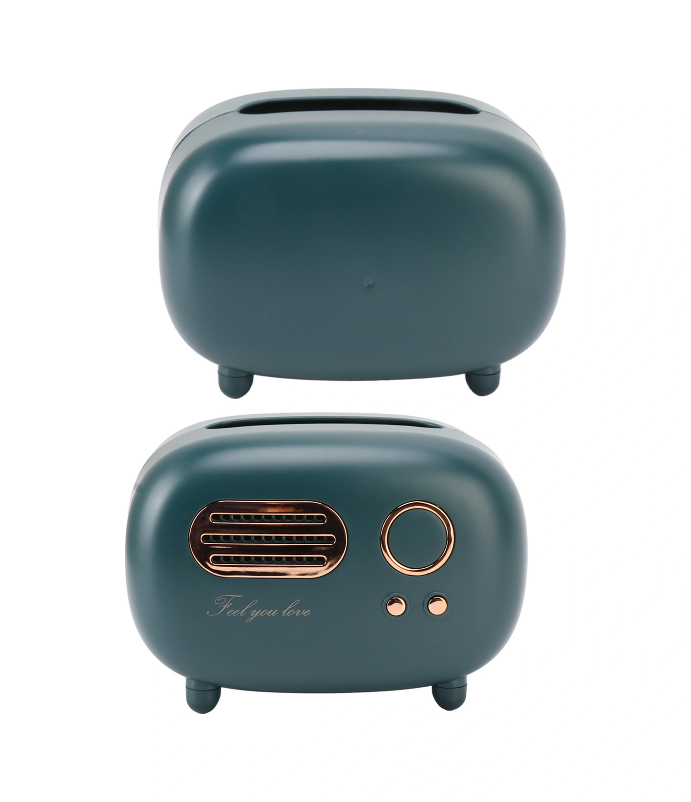 Kosona Klasik Radyo Desenli Plastik Mutfak Banyo Odası Dekoratif Multifonksiyonel Havlu Kutusu Kırmızı