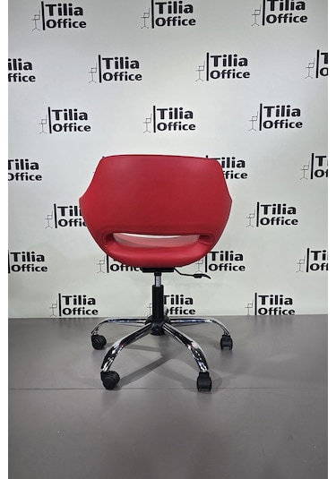 Monaco Çalışma Kesim Koltuğu Yonca Tekerlekli Krom Ayak Kırmızı
