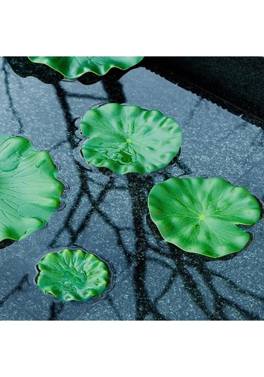 Qingmipy 6 Adet Plastik Sahte Nilüfer Yaprağı - 3x10cm + 3x15cm - Havuz, Akvaryum Ve Bahçe Dekorasyonu İçin Kayar Simülasyon Yaprağı