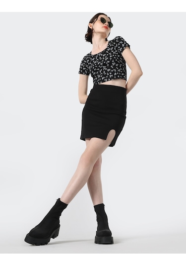 Colin's Dar Kesim Mini Siyah Kadın Etek CL1064487_Q1.V2_BLK