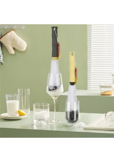 Ekstra Uzun Saplı Bardak Fırçası Biberon Fırça Seti Naylon Mutfak Cam Termos Temizleme Fincan Fırçası