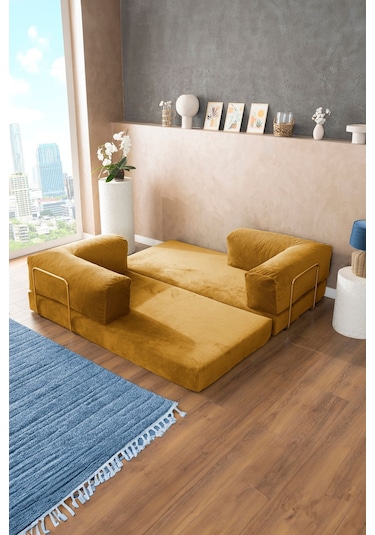 Good Night Legom Köşe Koltuk & Aktivite Yatağı & Uzanma Koltuğu Hardal