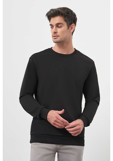 Morven Erkek Siyah Basic Bisiklet Yaka Sweat-shirt 25ks063005001 Siyah Siyah
