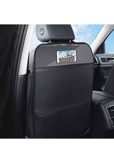 Araba Koltuğu Arkası Çocuk Tekme Önleyici Ped Geri Arka Anti-kirli Evrensel Deri Koruma Pedi Saklama Çantası Her Şey Dahil Sürüm Siyah