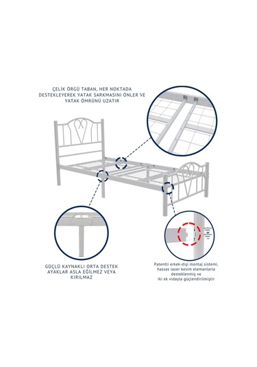 Aksviva Orkide Tek Kişilik Ferforje Metal Karyola