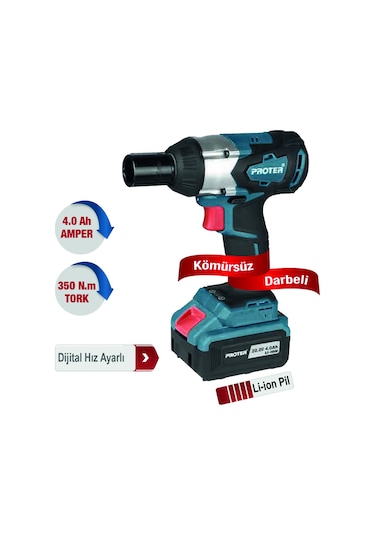 Proter PST 460 WS 1/2' 350 Nm Kömürsüz Darbeli Şarjlı Somun Sökme