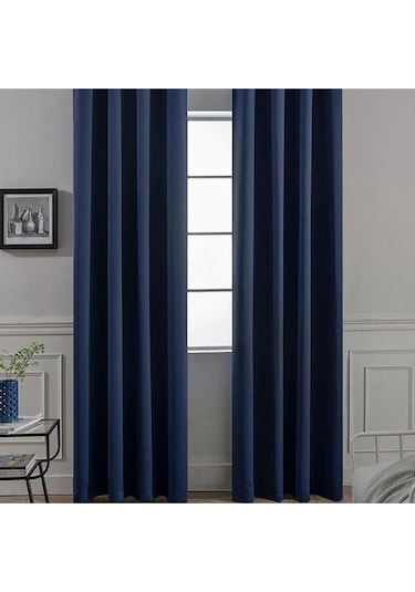 Shy Tekstil Lüks 1. Sınıf Özel Dikim Mavi Blackout Fon Perde - Işık Geçirmez, Ekstraforlu Karartma Lacivert.blackout