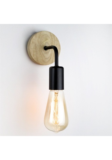 Ahşap Duvar Lambası Vintage Aplik Duvar Aydınlatma Armatürü E27 Retro Lamba Diğer