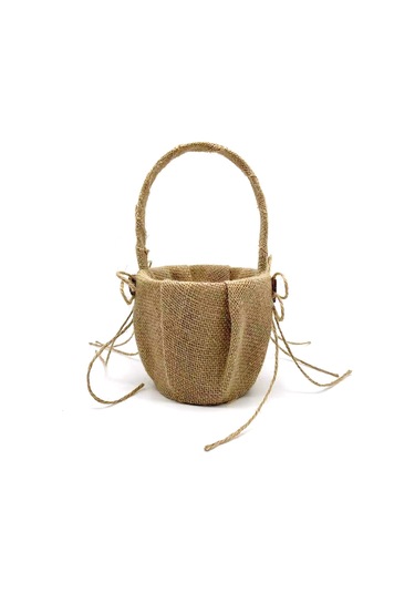 Xiyyadms Pmhl-057 Evlilik Çiçek Sepeti - Sarı Keten Ve Ahşap Çifte Kalp Desenli, 22x13.5cm, 100g