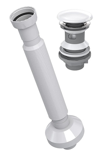 Yapıtaşı Yt651 Seramik Başlıklı Taşmalı Bas Aç Lavabo Gider Sifonu Beyaz
