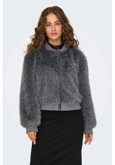Only 15322405 Onlmanny Faux Fur Phantom Kadın Mont Gri