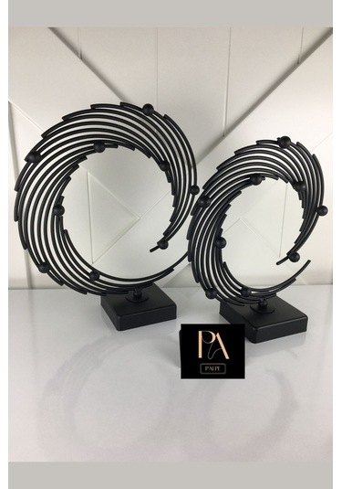 Trendooze 2'li Metal Siyah Aksesuar Ofis Ev Dekorasyon Objesi