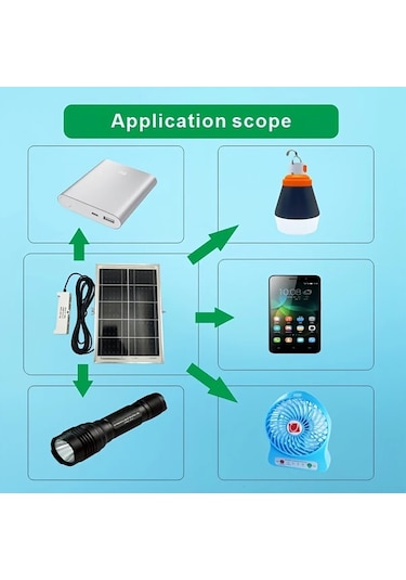 Motion003 6v 6w Güneş Enerjili Şarj Şeridi 4 Usb Portlu 600 800ma Çıkışlı 5 Metre Kablo