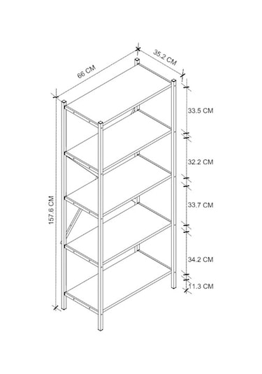 5 Raflı Mutfak Banyo Ofis Organizatorü - Beyaz Beyaz