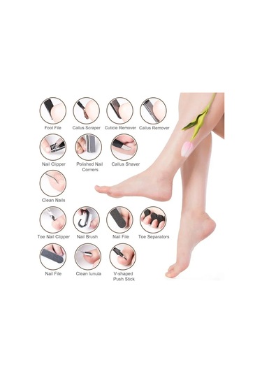 27 Adet Ayak Bakımı Aracı Pedikür Manikür Seti Seti Paslanmaz Çelik Soyma One Set 10 In 1
