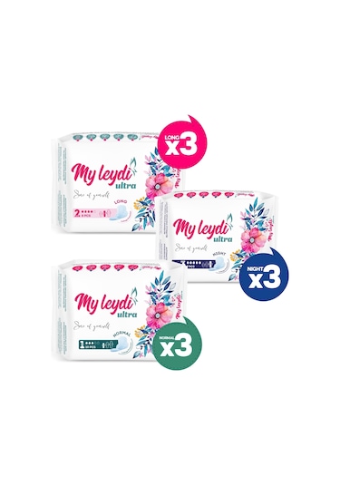 Myleydi Ultra Normal 30 + Ultra Gece 21 + Ultra Uzun 24 Adet (9 Paket)