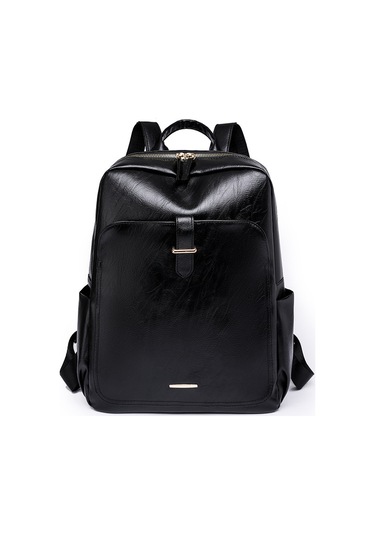 Retro Basit Kadın Sırt Çantası Moda Düz Renk Öğrenci Günlük Okul Çantası Büyük Kapasiteli Bayan Seyahat Sırt Çantası Yolcusiyah Diğer