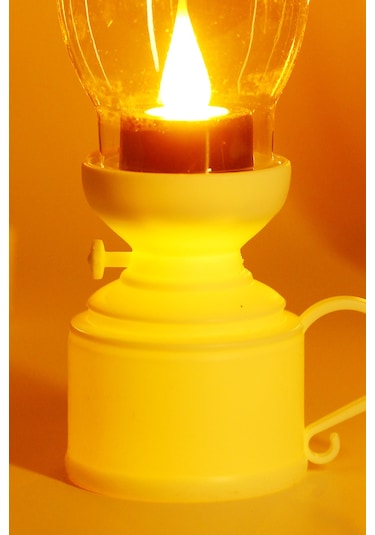 Led Mum Vintage Retro Gaz Lambası Tip Dumansız Pilli Alevli Dekoratif Yapay Mum Işıldak Beyaz 1037-5 Beyaz