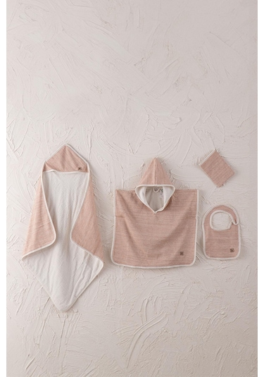 Ecocotton Hasna Terra 2-5 Yaş %100 Organik Pamuk Keten Melanj 4' Lü Bebek Panço Seti Turuncu