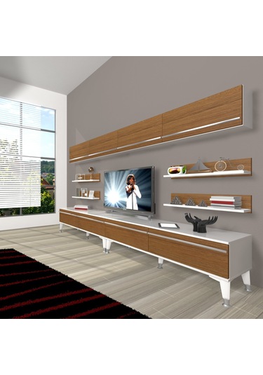 Decoraktiv Eko 360y Mdf Silver Tv Ünitesi Tv Sehpası Beyaz - Ceviz