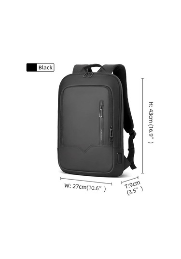 Siyah Erkekler İş Sırt Çantası Ince Çalışma Su Geçirmez 14 "laptop Çantası Usb Seyahat Sırt Çantası Kadın Açık Okul Sırt Çantası Siyah
