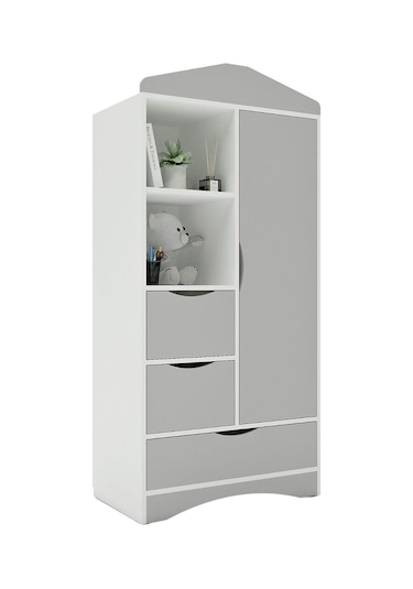 Floradesign Çocuk Odası Takımı Gardırop Şifonyer Gri Beyaz