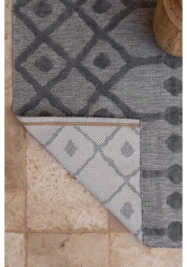 Silva Antrasit Halı Yıkanabilir Halı Balkon Halısı Oturma Odası K Antrasit