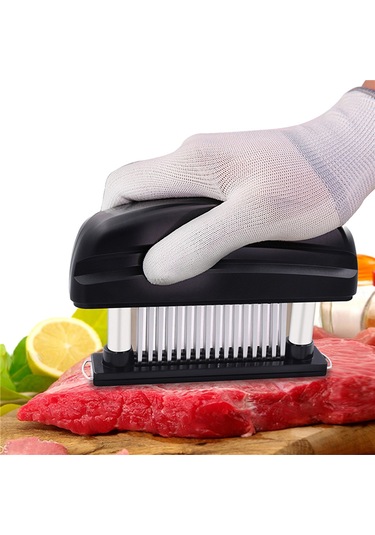 Mufunye 48 İğneli Paslanmaz Çelik Et Yumuşatıcı, Steak Tavuk Balık Pişirme Aracı, Kesici Ve Zımbalama Fonksiyonu, Temizlenmesi Kolay, Koruyucu Kapağıyla Siyah