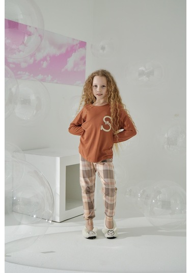 Kız Çocuk Uzun Kol Kiremit Pijama Takımı C8t5n6o5 001