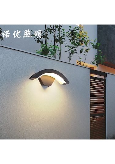 Dış Mekan Su Geçirmez Led Avlu Kapısı Balkon Dış Duvar Lambası Sıcak Işık Siyah