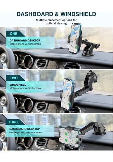 Araba Telefon Tutucu, Gösterge Paneli Ve Araba Ön C İçin Araba Telefon Tutucu, 360 Derece Dönüş, Tek Diğer