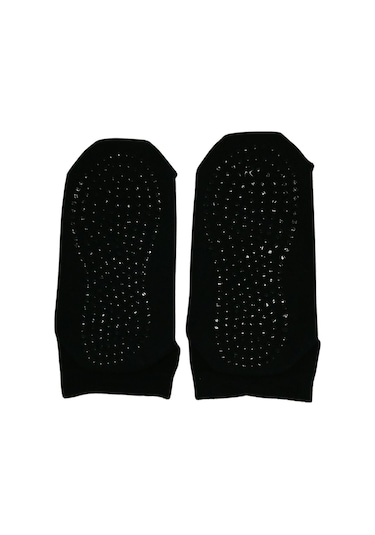 Tek Çift Likralı Kaymaz Taban Abs Silikon Baskılı Yoga Fitness Pilates ve Hac Umre Tavaf Kadın Çorap Siyah