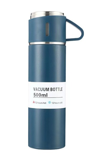 Ruicoo Çift Katmanlı Vakumlu Paslanmaz Çelik Termos - 12 Saat Sıcak/soğuk Tutar, 500ml Mavi