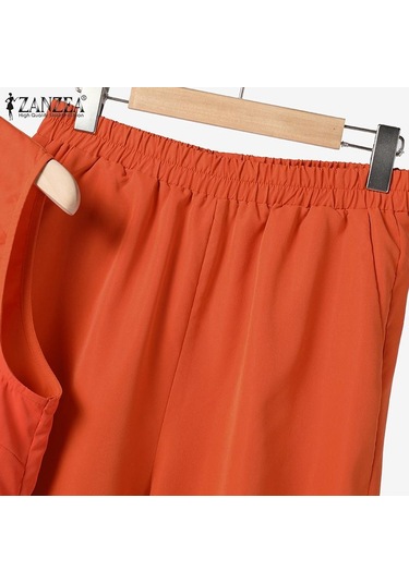 Zanzea Kadın Çiçek Baskı Tankı Üstleri Ve Pantolon Yaz Rahat Iki Parçalı Takım Elbise Seti Turuncu Zanzea Kadın Çiçek Baskı Tankı Üstleri Ve Pantolon Yaz Rahat Iki Parçalı Takım Elbise Seti Turuncu