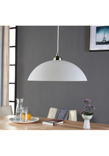 Mylights Modern Spor Opal Cam 30Cm Inox Askılı Paslanmaz Krom Cam Sarkıt Avize