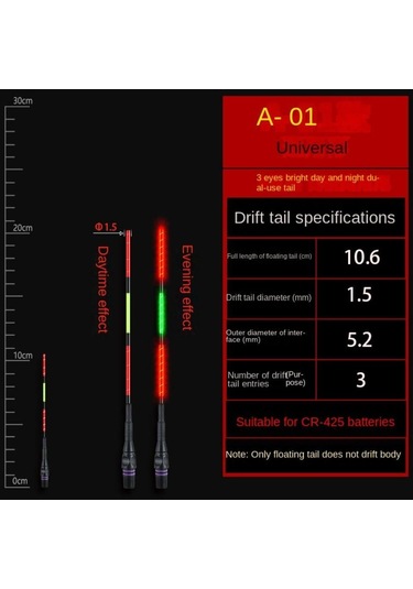 1 Adet Süper Parlak Led Balıkçılık Akıllı Şamandıra Üst Aydınlık Gece Balıkçılık Şamandıra Üst Cr425 Pil A01-no Color Change