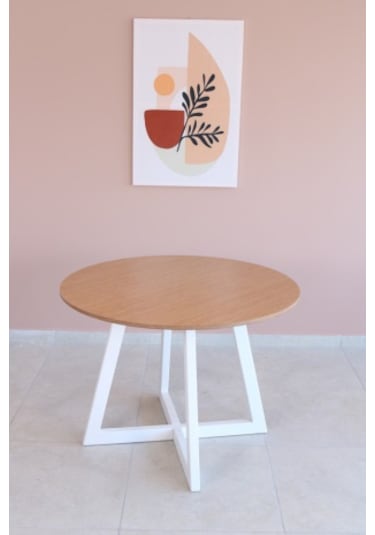 BAMBU Renk Yuvarlak Yemek Masası, Modern BAMBU MDF  Yemek Masası,