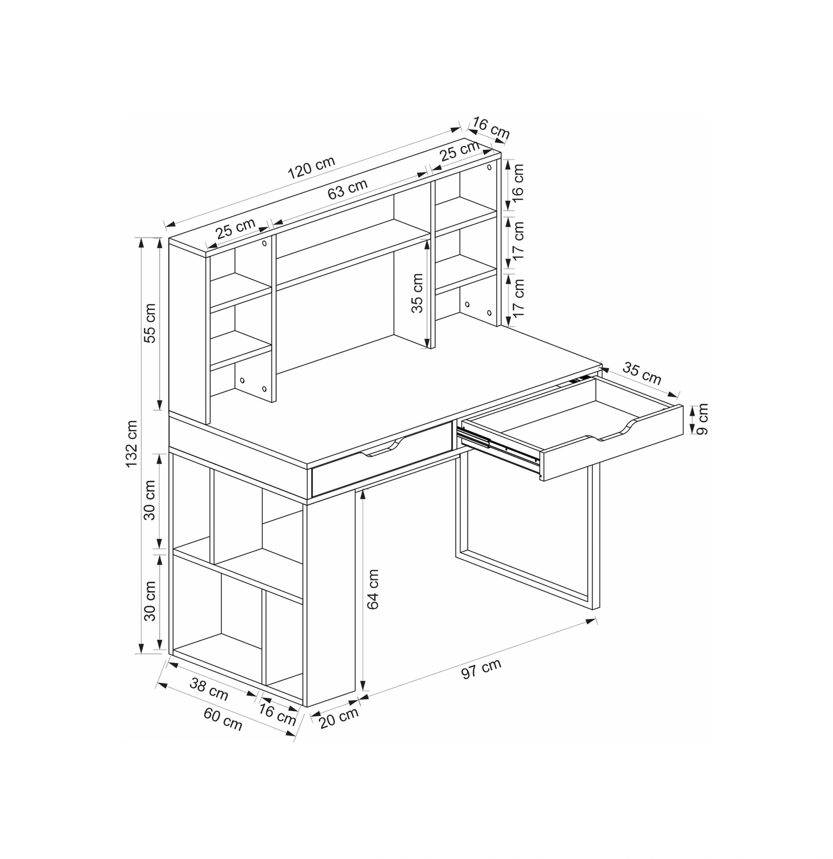 Mila Çalışma Masası - Beyaz/rahle Çok Renkli