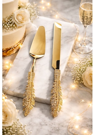 Ersan Home Tüy Model Gold 2li Pasta Sunum Seti Altın