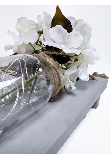 Cajuart Dekoratif İkili Kavanoz Yapay Çiçek Peri Led I Aplik Sarı