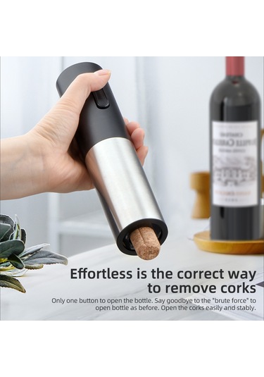 Yaozixa Siyah Otomatik Şarap Açıcı Seti - Yüksek Yoğunluklu Dişli, Type-c Şarjlı, Otomatik Çıkartma, Sarap Gereçleri Paketi Siyah
