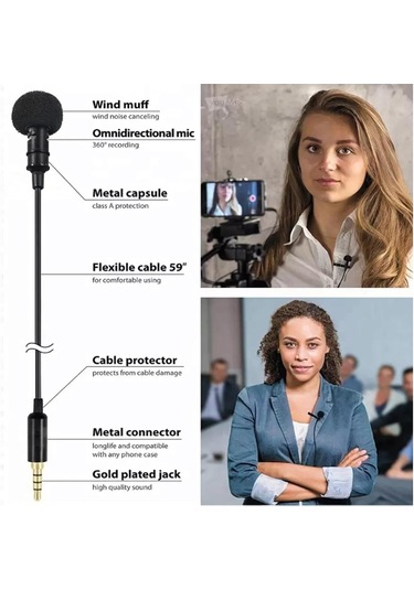 Klipsli Yaka Mikrofonu - Kompakt Yaka Mikrofonu, Taşınabilir