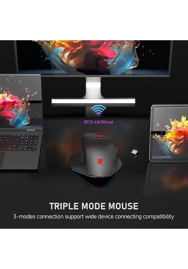 Redragon Büyük Kablolu Oyun Tri-modlar 2.4g/bluetooth/kablolu Şarj Edilebilir Ergo Rgb Fareşi, 2 Yan Düğmeli, 6 Arka Aydınlatmalı Mod, Makro Oyuncu , 001 Redragon Büyük Kablolu Oyun Tri-modlar 2.4g/bluetooth/kablolu Şarj Edilebilir Ergo Rgb Fareşi, 2 Yan Düğmeli, 6 Arka Aydınlatmalı Mod, Makro Oyuncu , 001