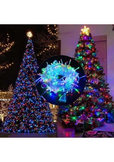 100 Ledli Fişli Led, Dekor Lambası Animasyonlu 10m Rgb Yılbaşı Ağacı Işığı 10m Çok Renkli