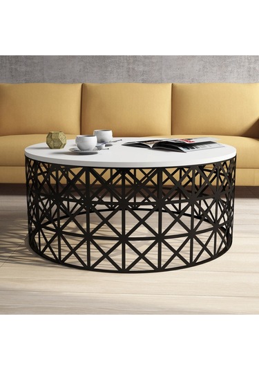 Selin Metal Ferforje Orta Sehpa - Beyaz