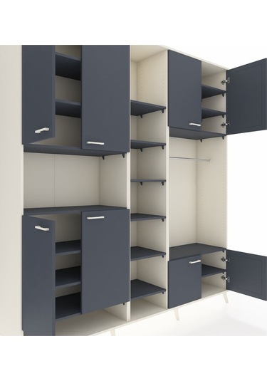 Hyperion Dolap 18 Raflı 8 Kapaklı Tek Askılı 220x44x243 Aytaşı-antrasit/antrasit Antrasıt/antrasıt