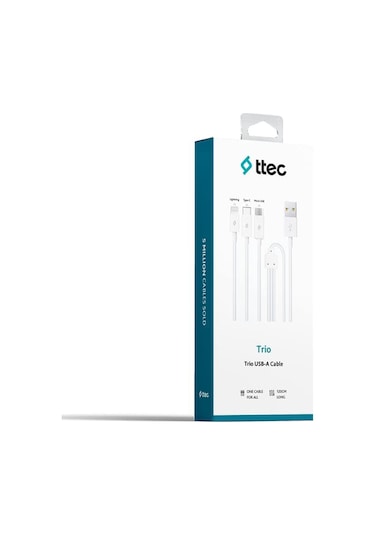 Ttec 2dk7521 Trio Şarj Kablosu Typec,lightning,micro Usb Beyaz