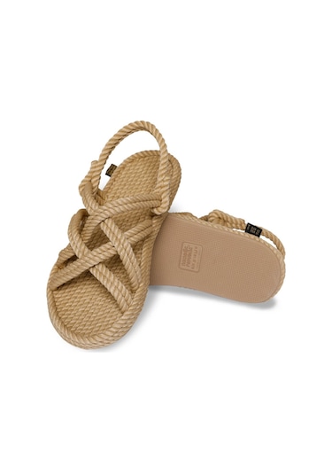 Erkek Nomadic Republic Bod.0012.e.k.t Bodrum Kauçuk Tabanlı Halat Sandalet Bej Null Bej