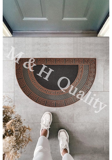 Dekoratif Yarım Ay Versace Model Kapı Önü Paspası Yıkanabilir Toz